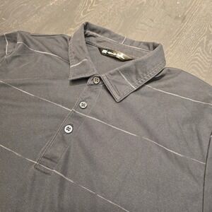 Travis Mathew Mens Large Polo Shirt Grey Striped Short Sleeve Golf Top L